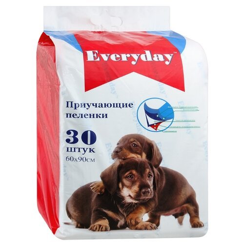 Пеленки для щенков впитывающие Everyday Гелевые 90х60 см 30 шт. 1 шт. 90 см 60 см белый