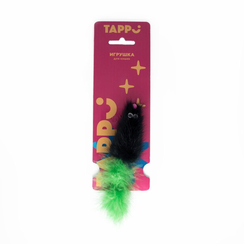 Tappi игрушки Tappi игрушки игрушка для кошек 'Мышка из натурального меха норки с хвостом из пера марабу' (14 г)