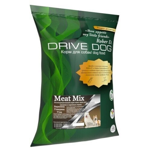 DRIVE DOG Meat Mix полнорационный корм микс мяса для собак средних и крупных пород баранина с говядиной и уткой (5 кг)