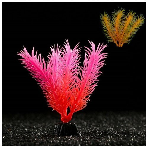 Растение аквариумное Пижон Аква искусственное, светящееся, 10 см, красное