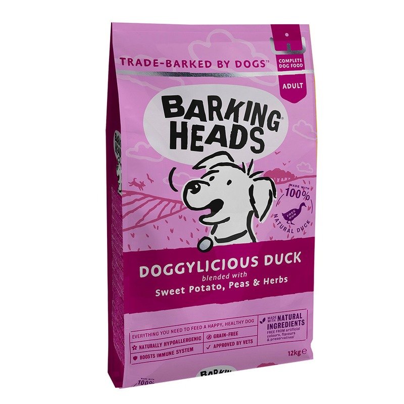 BARKING HEADS Сухой беззерновой корм Barking Heads Doggylicious Duck для взрослых собак с уткой и бататом
