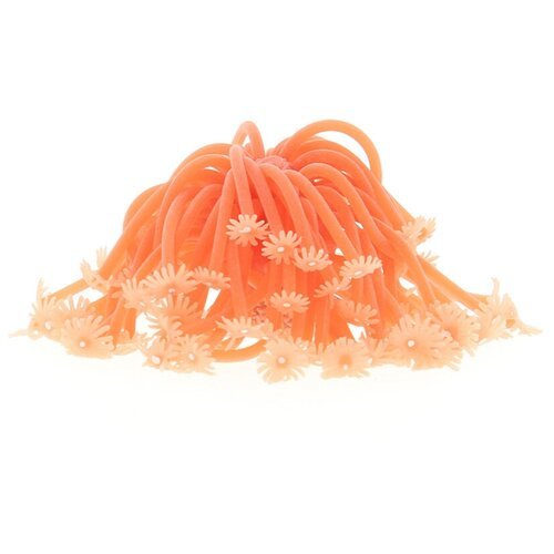 Декор для аквариума Коралл силиконовый Vitality на керамической основе оранжевый 13 х 13 х 10 см RT187OR (1 шт)