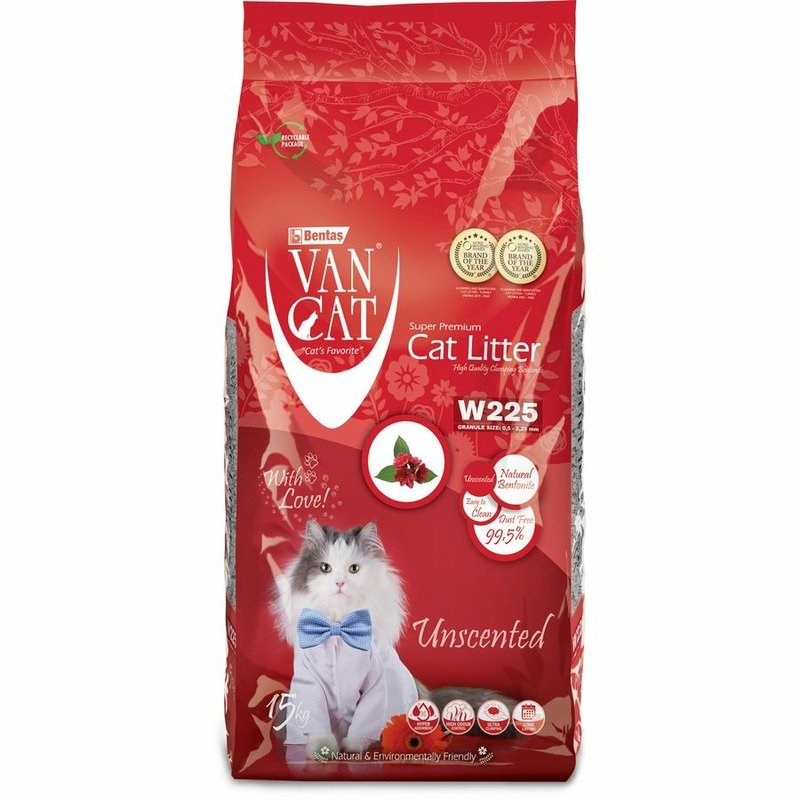 Van Cat Natural наполнитель для кошек, 100% натуральный, комкующийся, без пыли, без запаха - 15 кг