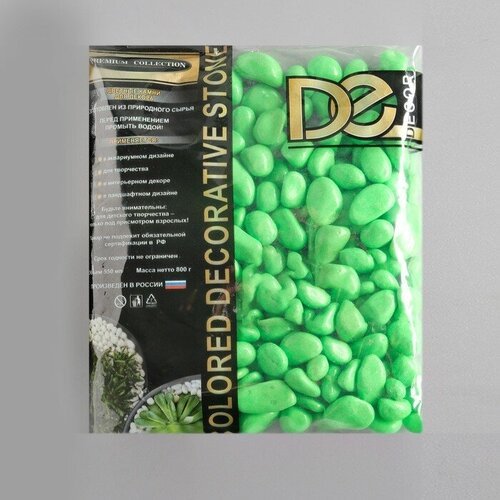 DECOR DE Галька декоративная, флуоресцентная, зеленая, 800 г , фр 8-12 мм