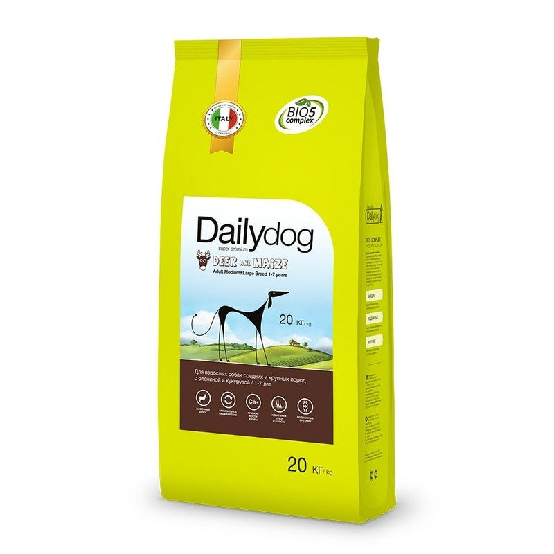 Dailydog Dailydog Classic Line Adult Medium Large Deer and Maize полнорационный сухой корм для собак средних и крупных пород с олениной и кукурузой
