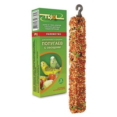 Палочки для мелких и средних попугаев с овощами Триол standart, 3шт,115г (10 шт)