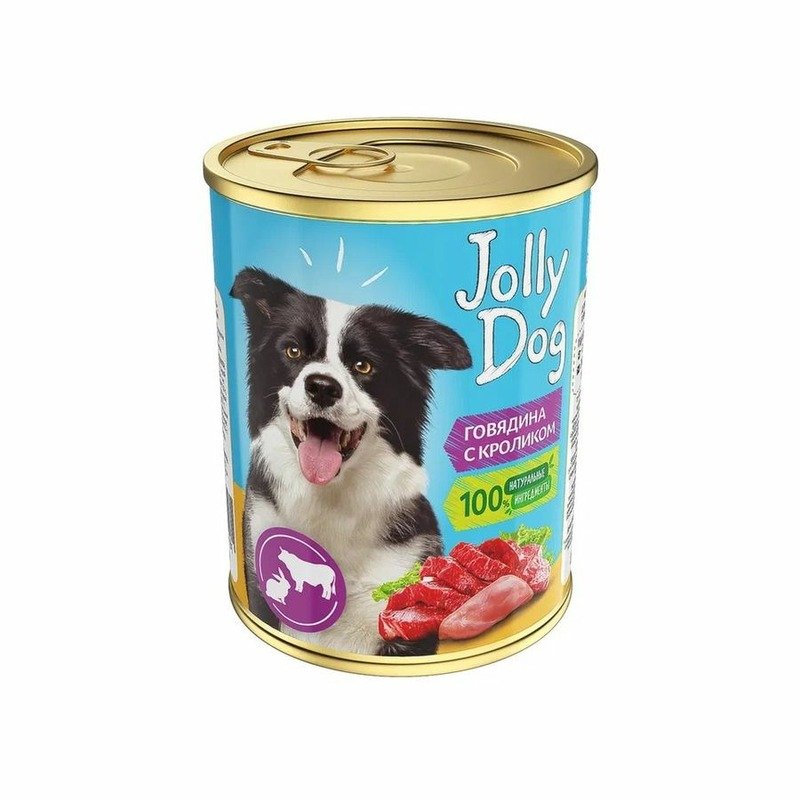 Зоогурман Jolly Dog влажный корм для собак, фарш из говядины с кроликом, в консервах - 350 г