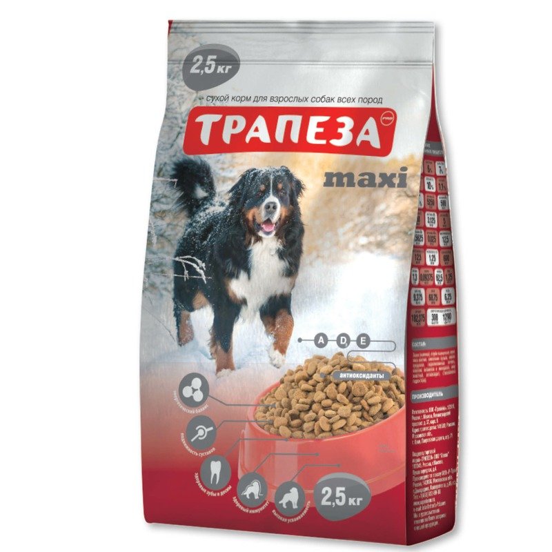 ТРАПЕЗА Трапеза Maxi сухой корм для собак крупных пород, с говядиной - 2,5 кг