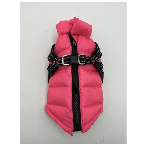 Куртка для собак КНР со шлейкой, размер 8, спинка 23 см, грудь 30 см, шея 22 см, розовая