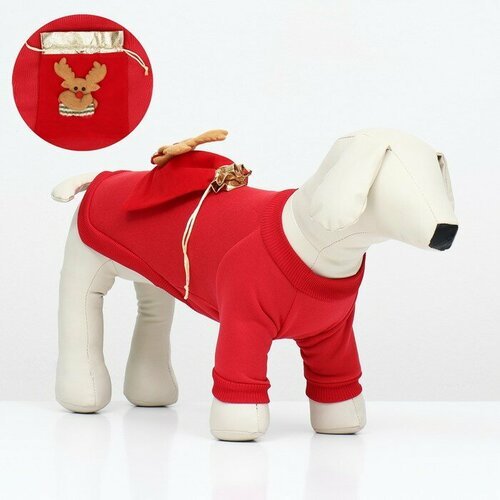 SUI Кофта новогодняя для животных 'Подарок', размер XL (ДС 40, ОГ 50 см), красный