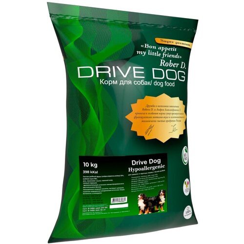 DRIVE DOG Hypoallergenic полнорационный сухой корм для собак средних и крупных пород гипоаллергенный с белой рыбой 10 кг