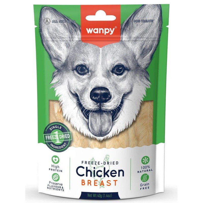 Wanpy Dog сублимированное лакомство для собак, куриная грудка - 40 г