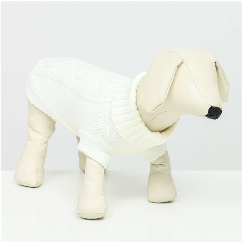 Свитер для собак КНР с ажурной вязкой, XS, спинка 15, шея 14, грудь 22-27 см, белый