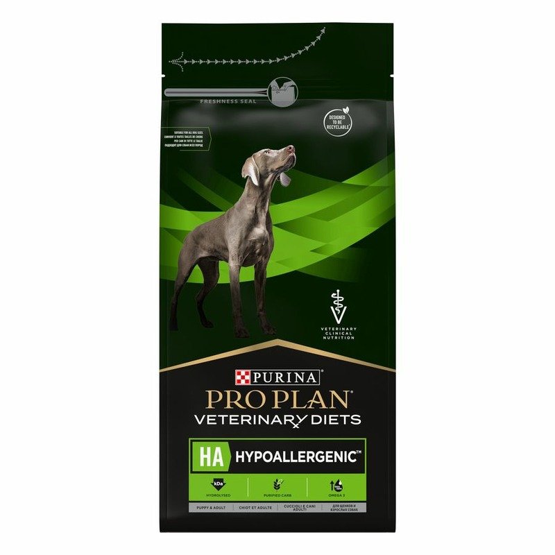 Pro Plan Veterinary Diets HA Hypoallergenic сухой полнорационный диетический корм собак для снижения пищевой непереносимости ингредиентов - 1,3 кг