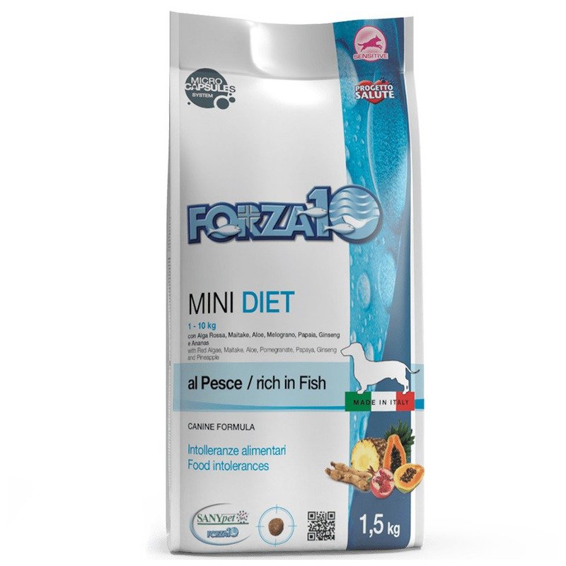 Forza10 Сухой корм Forza10 Mini Diet для взрослых собак мелких пород при аллергии из рыбы с микрокапсулами - 1,5 кг
