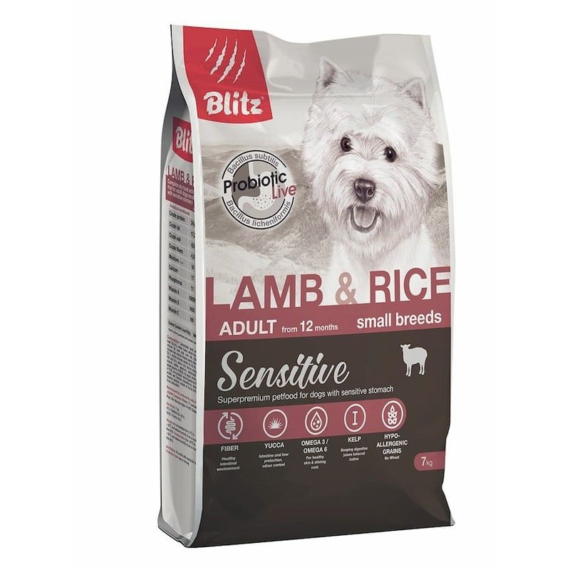 Blitz Blitz Sensitive Adult Small Breeds Lamb & Rice полнорационный сухой корм для собак мелких пород, с ягненком и рисом