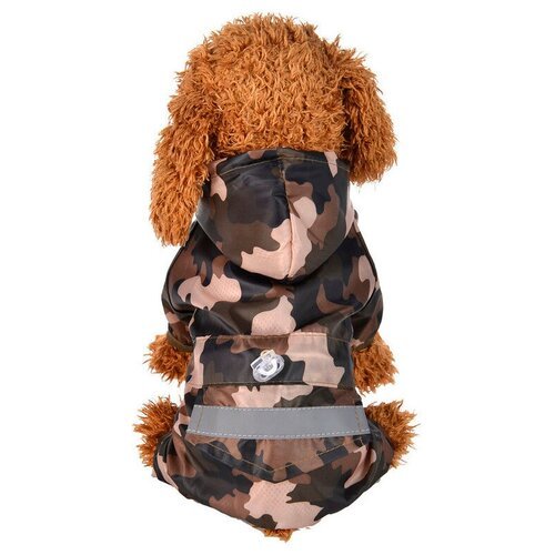 Дождевик для собак с капюшоном Family Pet водонепроницаемый, со светоотражающей лентой, цвет камуфляж, размер 4XL