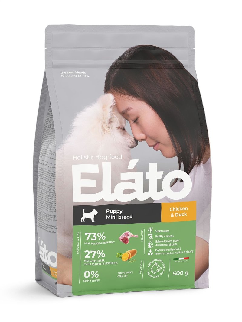 Elato Elato корм для щенков мелких пород с курицей и уткой (500 г)