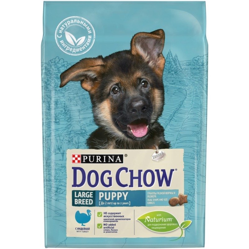 DOG CHOW Сухой корм Dog Chow для щенков крупных пород, с индейкой - 2, 5 кг