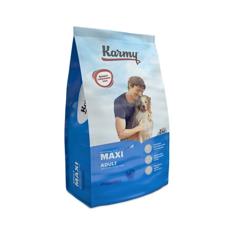 Karmy Maxi Adult сухой корм для собак крупных пород старше 1 года (Мельк), с индейкой - 2 кг