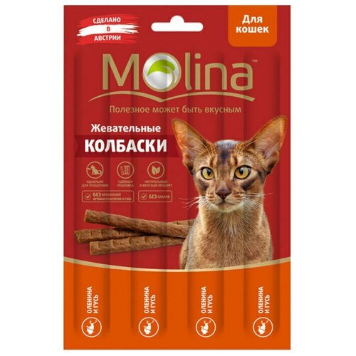 Molina Жевательные колбаски Triol для кошек Оленина и гусь, 20г, 3 шт.