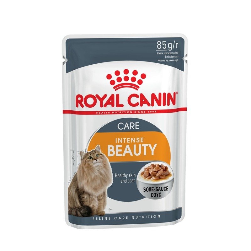 Royal Canin Intense Beauty полнорационный влажный корм для взрослых кошек с чувствительной кожей или проблемной шерстью, кусочки в соусе, в паучах - 85 г