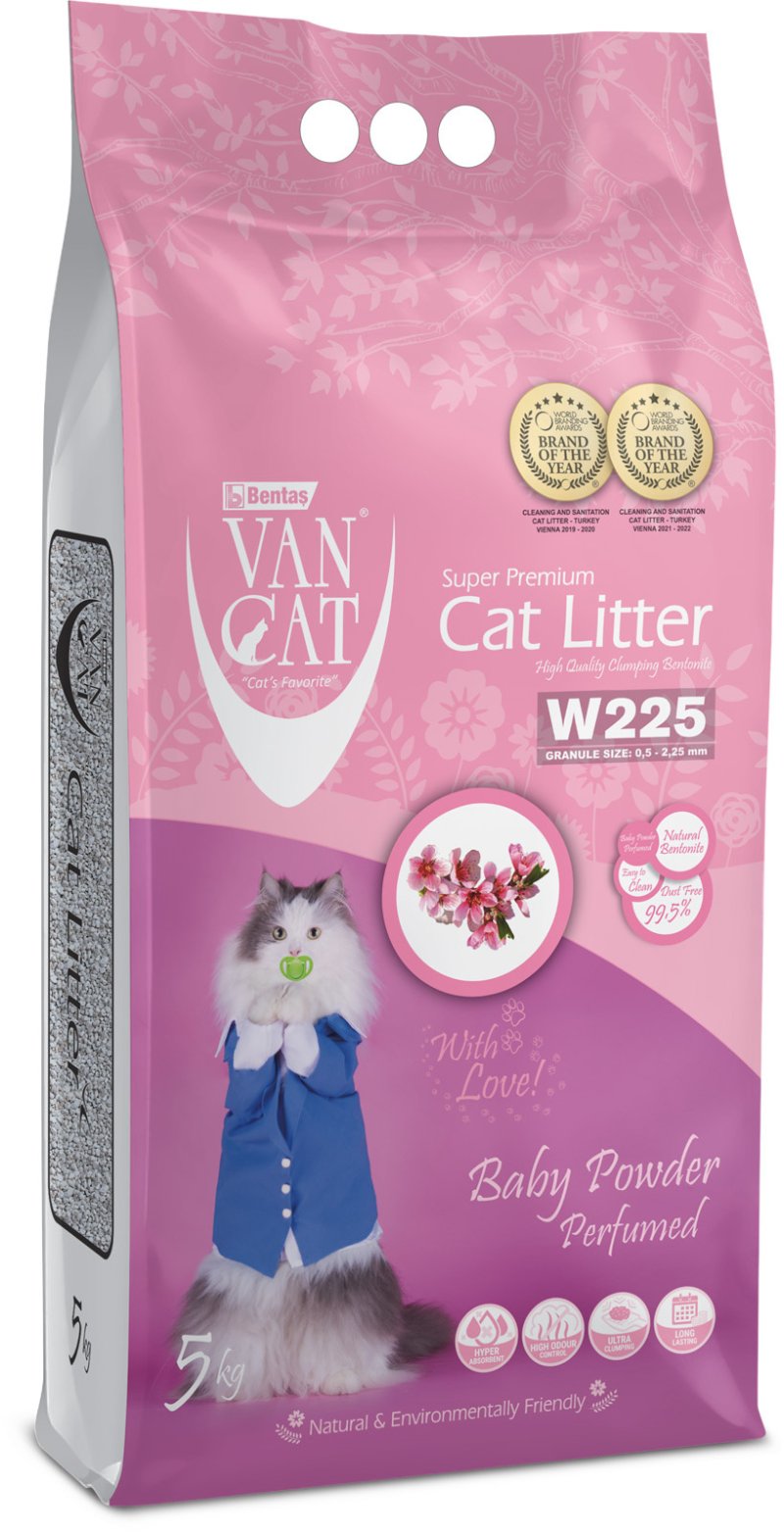 Van Cat Van Cat комкующийся наполнитель без пыли с ароматом детской присыпки, пакет (20 кг)