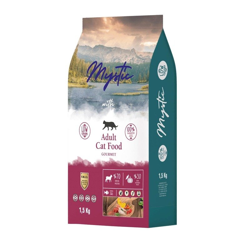 Mystic Adult Cat Food Gourmet полнорационный сухой корм для кошек, с курицей, ягненком и рыбой - 1,5 кг