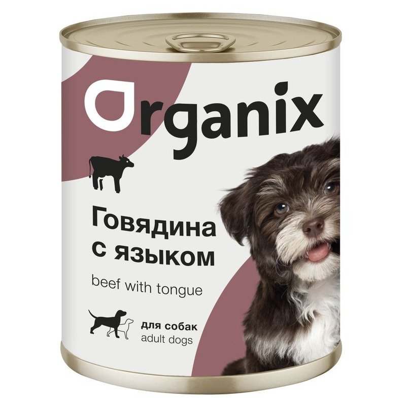 Organix влажный корм для собак, с говядиной и языком, в консервах - 850 г