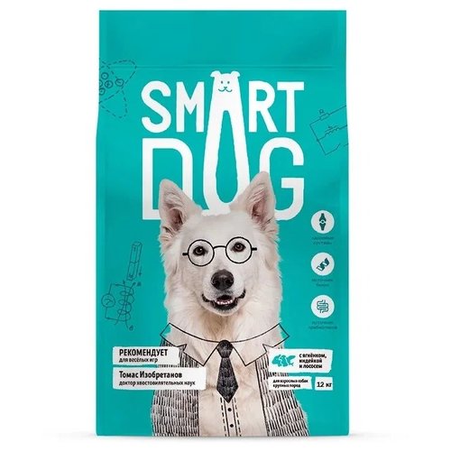Сухой корм для собак Smart Dog ягненок, лосось, индейка 1 уп. х 1 шт. х 12 кг (для крупных пород)
