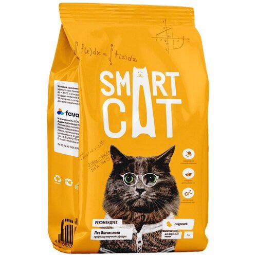 SMART CAT для взрослых кошек с курицей (5 кг х 3 шт)