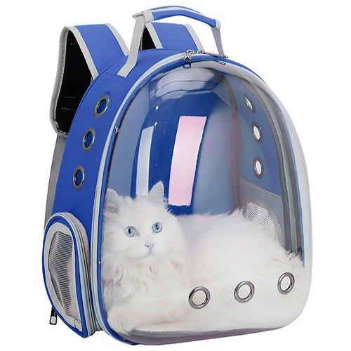 Сумка-переноска для мелких животных / рюкзак для переноски животных с обзором (синий)