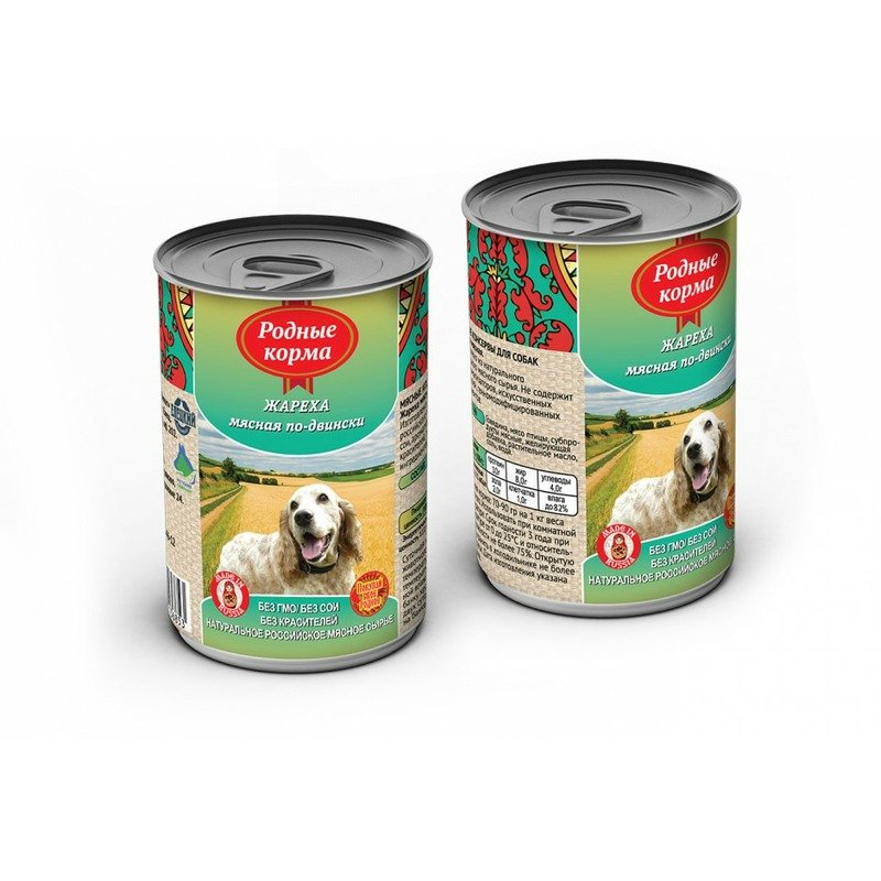 Родные корма Родные корма влажный корм для собак, фарш из жарехи мясной по-двински, в консервах - 410 г