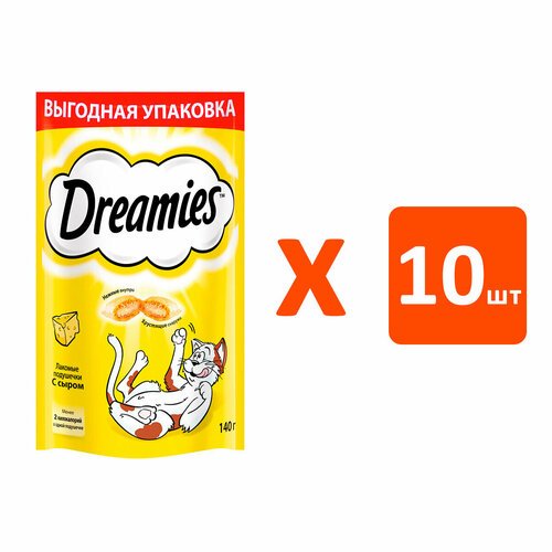Лакомство DREAMIES для кошек подушечки с сыром (140 гр х 10 шт)