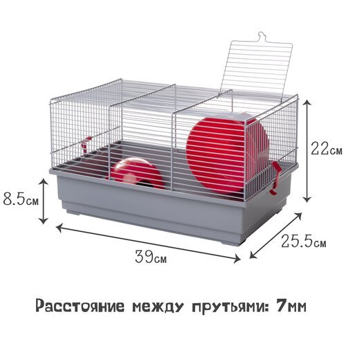 Клетка для грызунов VOLTREGA (113), красный, 39x25.5x22см (Испания)