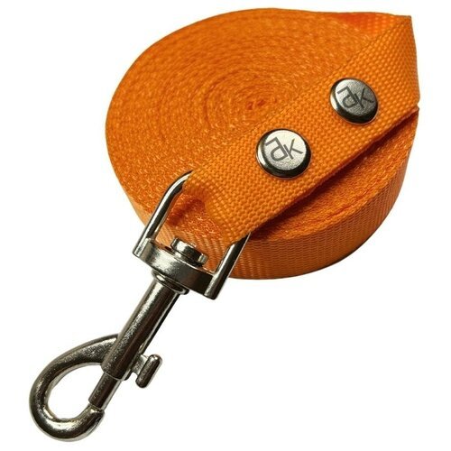 Поводок для собак нейлоновый 10 м х 20 мм оранжевый (до 35 кг) / поводок нейлоновый с карабином / поводок для прогулок и дрессировок собак