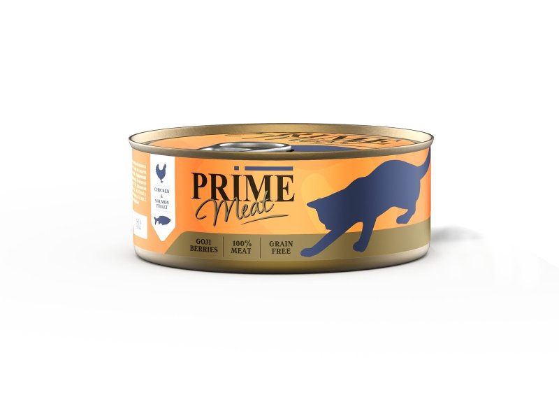 Prime Prime консервы для кошек курица с лососем, филе в желе (100 г)