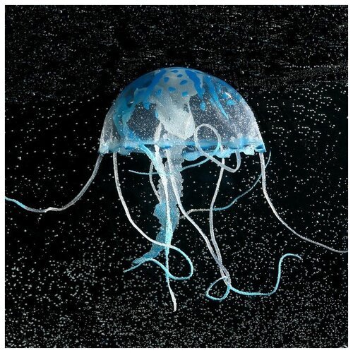 Декор для аквариума 'Медуза' силиконовая, с неоновым эффектом, 10 х 10 х 20,5 см, синяя 7108869