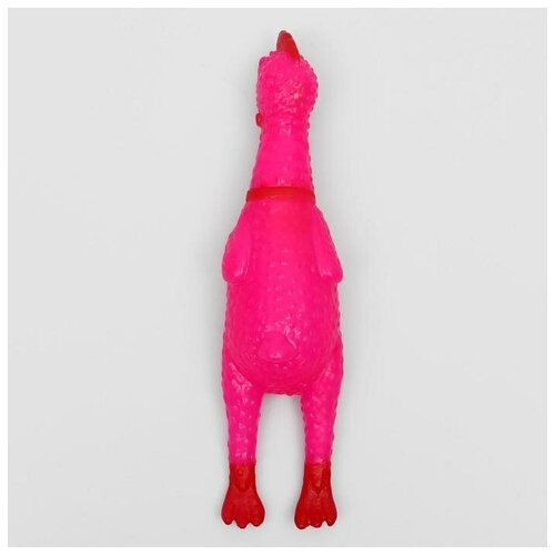 Игрушка пищащая 'Задумчивая курица' малая для собак, 16,5 см, ярко-розовая