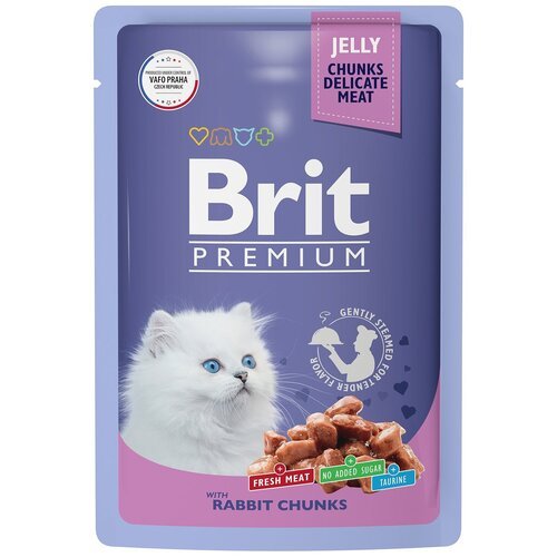 Паучи для котят Brit Premium, кролик в желе, 14 шт. х 85 г