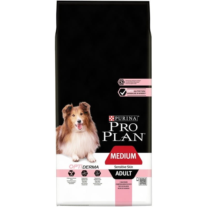 PRO PLAN Сухой корм Pro Plan для взрослых собак средних пород с чувствительной кожей, с высоким содержанием лосося