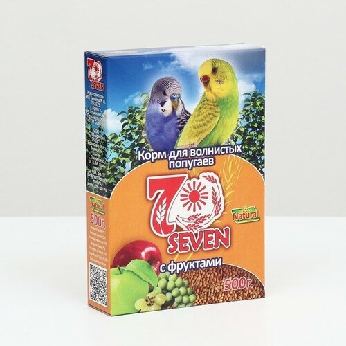 Seven Seeds Корм Seven Seeds для волнистых попугаев, с фруктами, 500 г