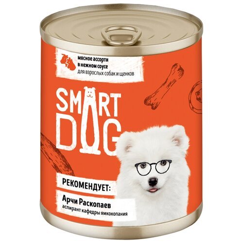 Влажный корм для собак Smart Dog мясное ассорти 1 уп. х 26 шт. х 240 г
