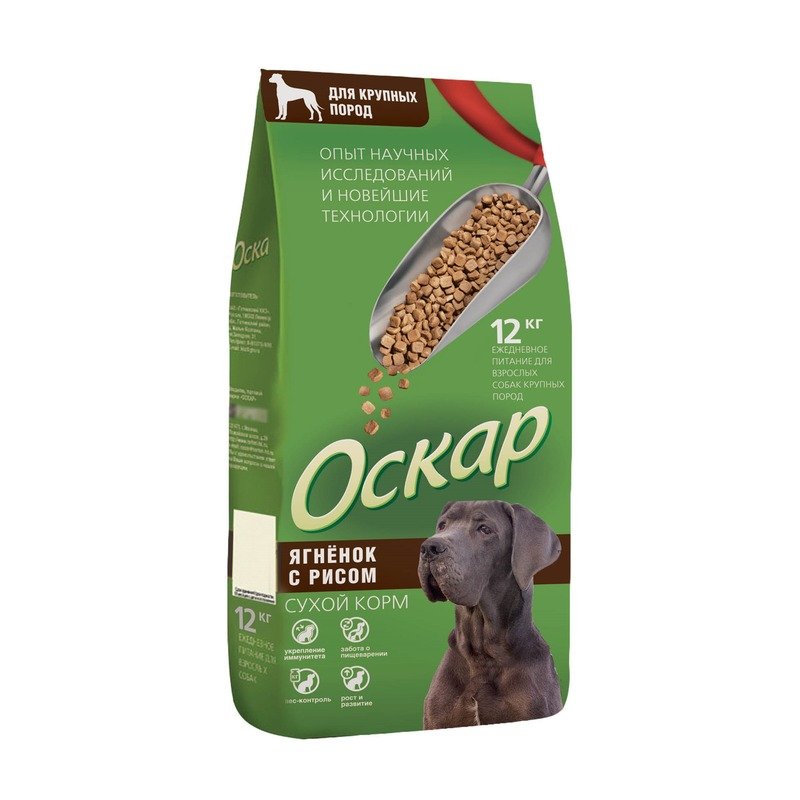 Оскар сухой корм для собак крупных пород, с ягненком и рисом - 12 кг