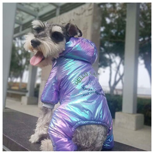 Куртка для собак фиолетовая непромокаемая (Размер: 2XL) грудь собаки 48-52 см; Длина спинки 35-37 см; окружность шеи см 34 ;