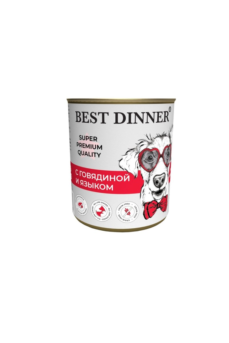 Best Dinner Best Dinner консервы для собак Super Premium 'С говядиной и языком' (340 г)