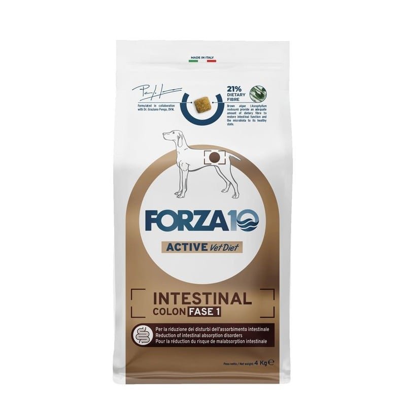 Forza10 Intestinal Colon Fase 1 полнорационный диетический корм для собак, при расстройствах пищеварения, с рыбой - 4 кг