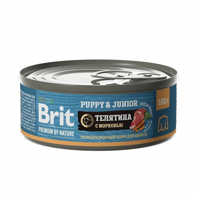 Brit Brit Premium by Nature Puppy & Junior влажный корм для щенков с телятиной и морковью - 100 г