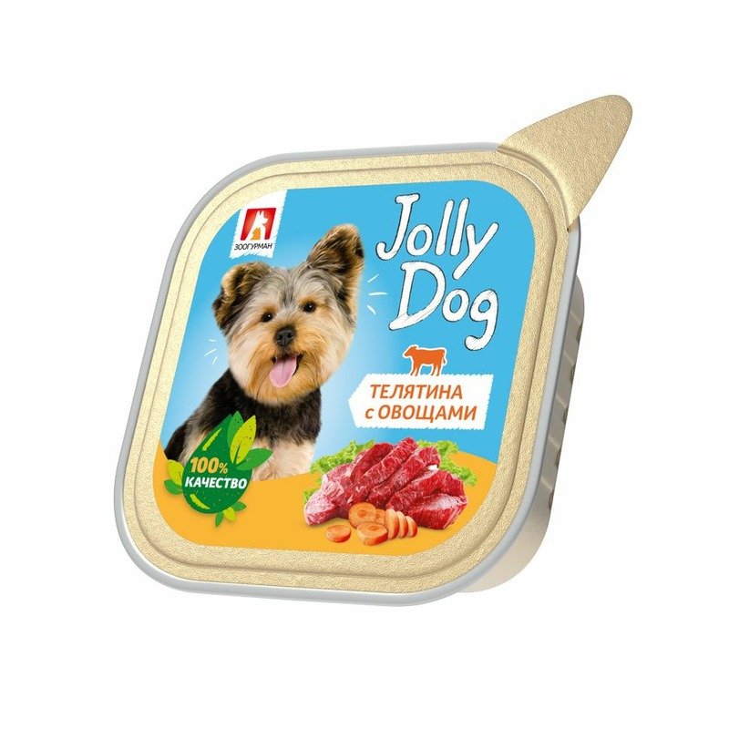 Зоогурман Jolly Dog влажный корм для собак, паштет с телятиной и овощами, в ламистерах - 100 г