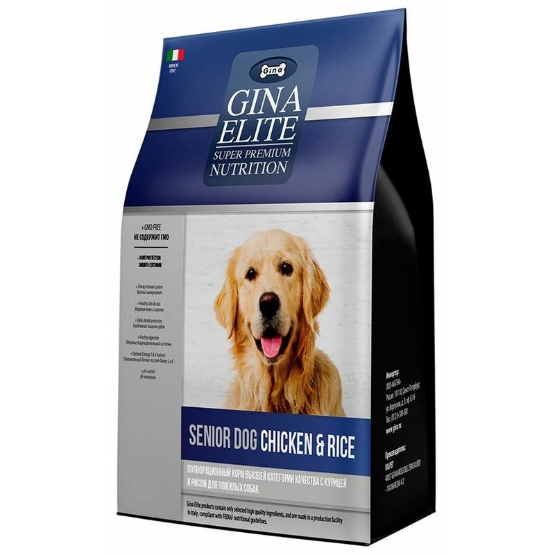 Gina Gina Elit Senior Dog корм для пожилых собак с курицей и рисом - 8 кг